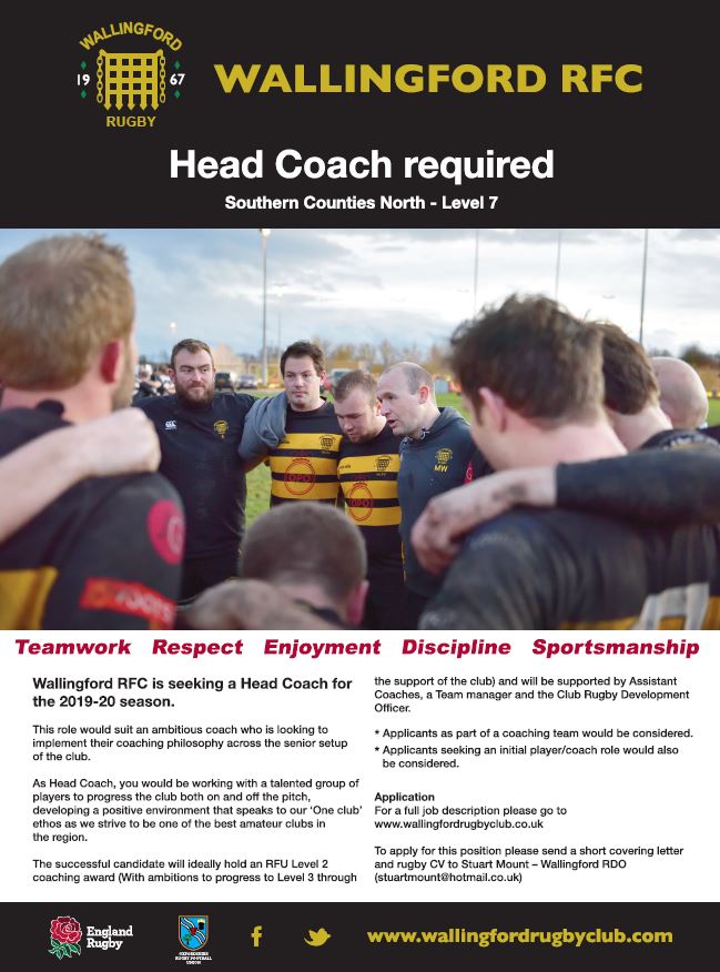 Job Vacancy Wallingford RFC require new Head Coach