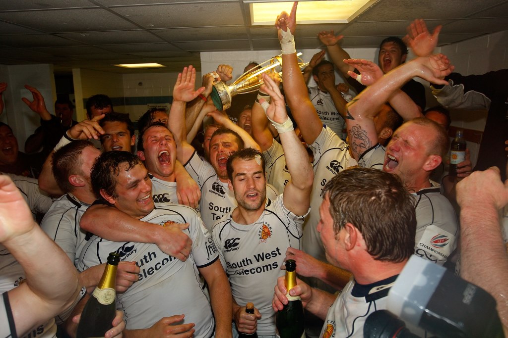 Exeter Chiefs celebrate promotion