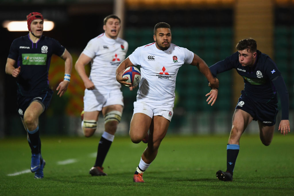 Ollie Lawrence in action for England U20s