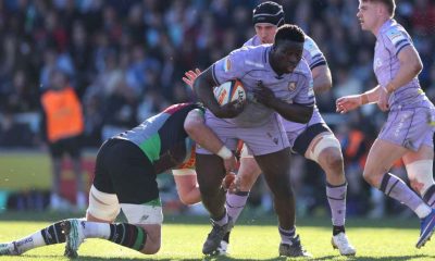 Gloucester prop Afo Fasogbon on the attack