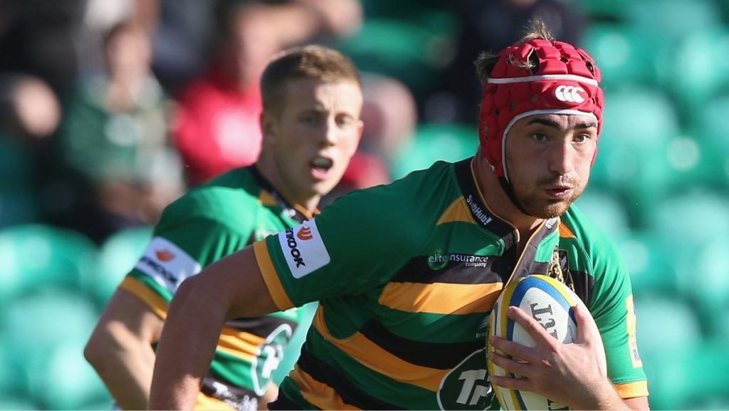 Alex Woolford playing for Northampton Saints