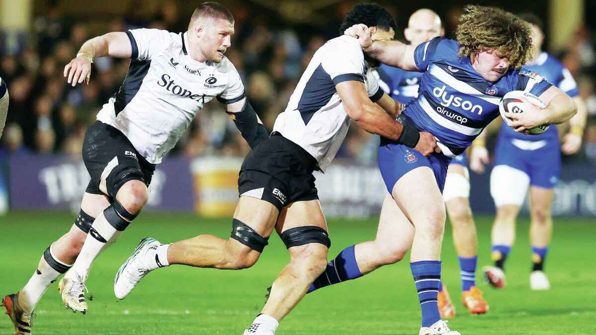 Alfie Barbeary on the charge for Bath against Saracens last weekend 