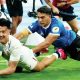 Marcus Smith dives in to score for England against Argentina last weekend