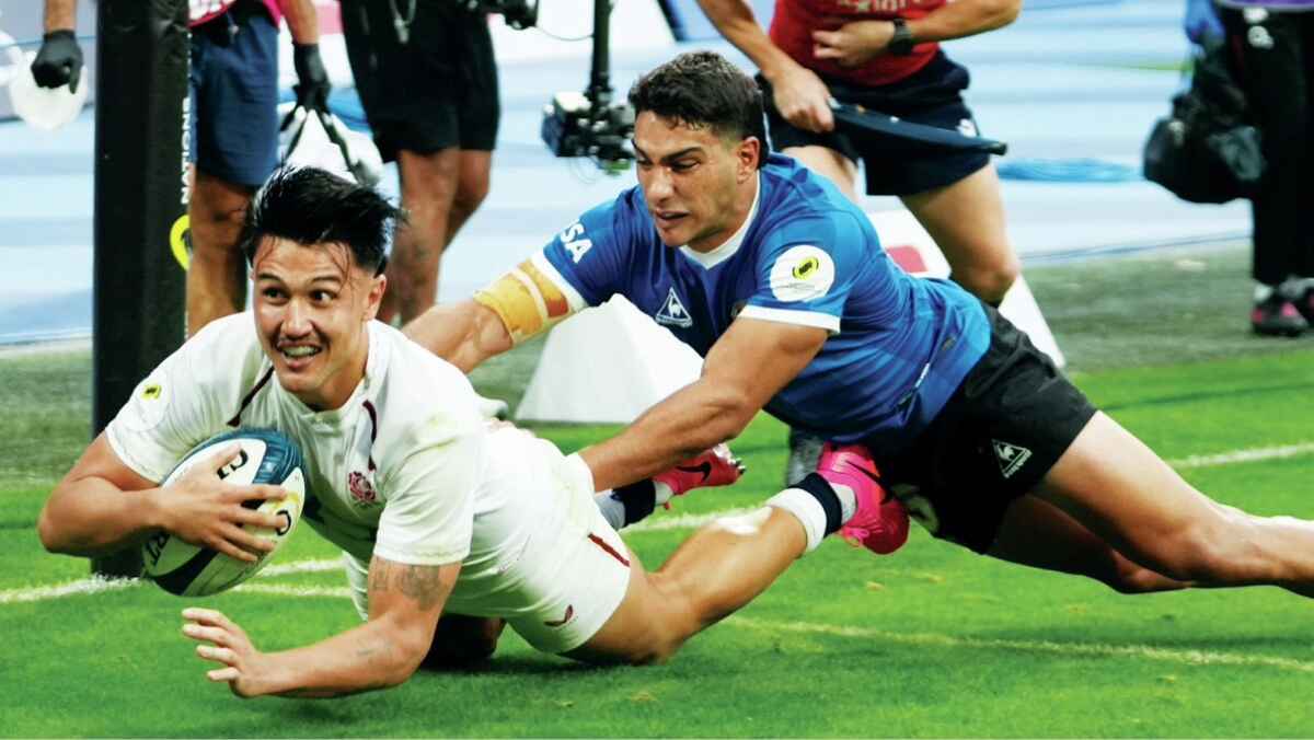 Marcus Smith dives in to score for England against Argentina last weekend