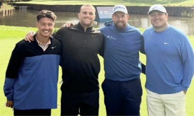 Tee time: From left, Marcus Smith, Ben Earl, golfer Shane Lowry and Jamie George
