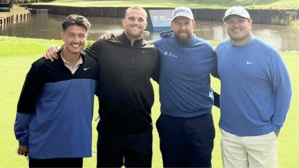 Tee time: From left, Marcus Smith, Ben Earl, golfer Shane Lowry and Jamie George