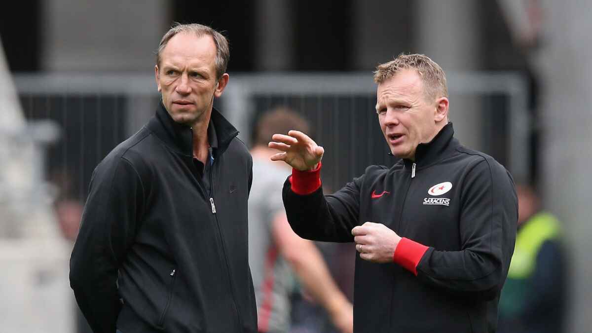 Brendan Venter, then Saracens technical director, with Mark McCall in back in 2013.
