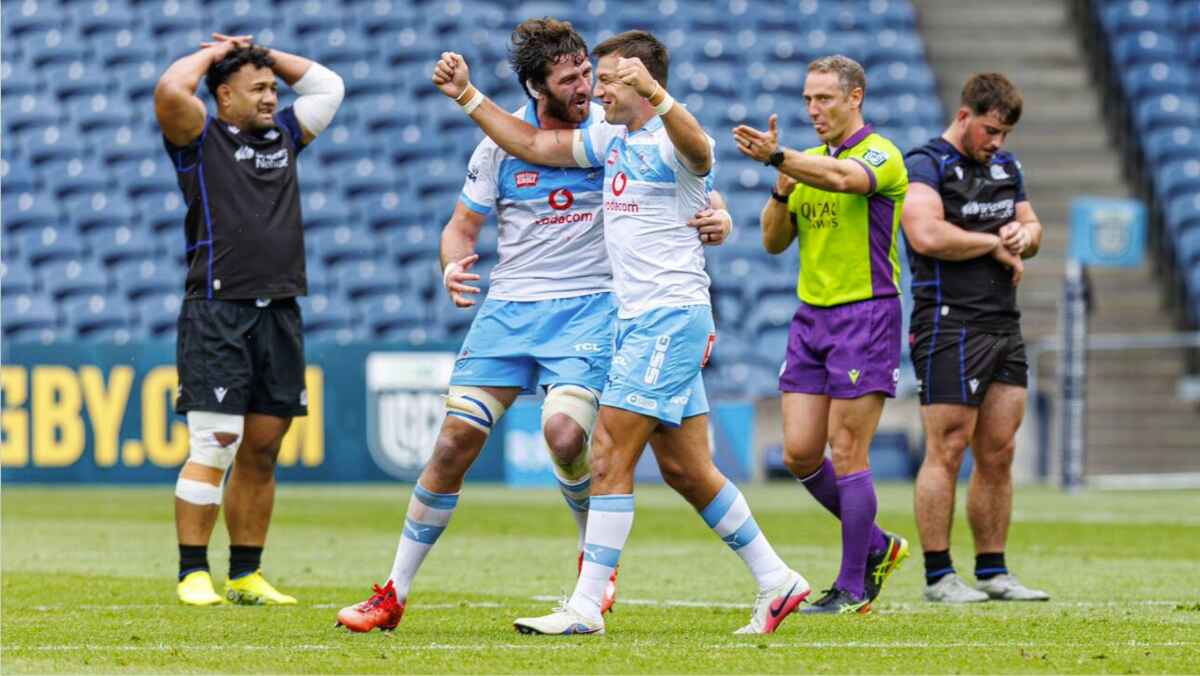 Bulls celebrate beating Glasgow Warriors to make the URC grand final
