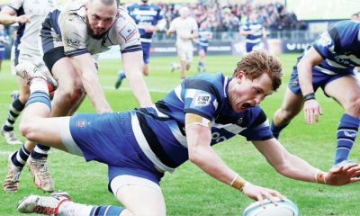 Bath’s Charlie Griffin goes over for his second try