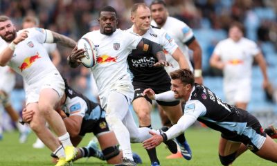 Christian Wade breaks past Henry Slade to score for Newcastle Red Bulls