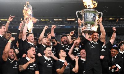 New Zealand celebrate victory against Australia last weekend at Eden Park.