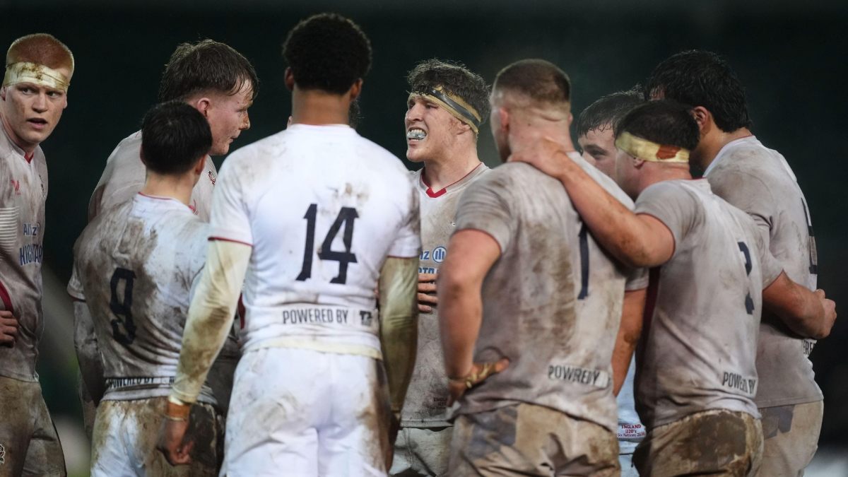 England captain Conor Treacy gives the team talk