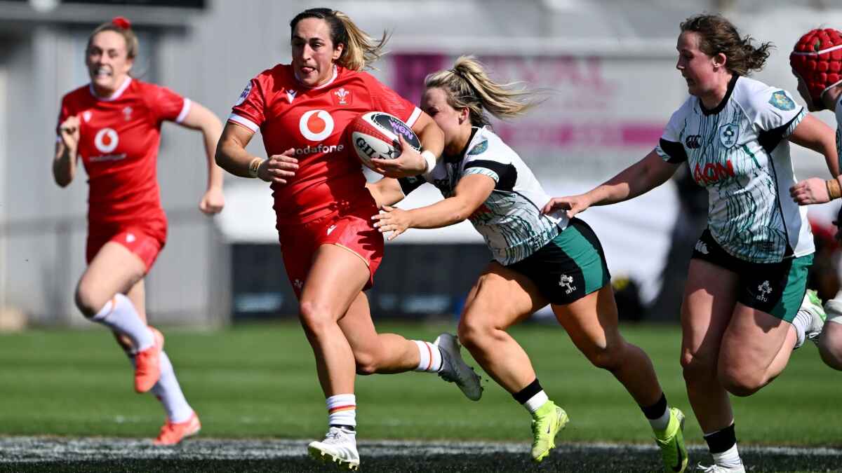 Courtney Keight playing for Wales