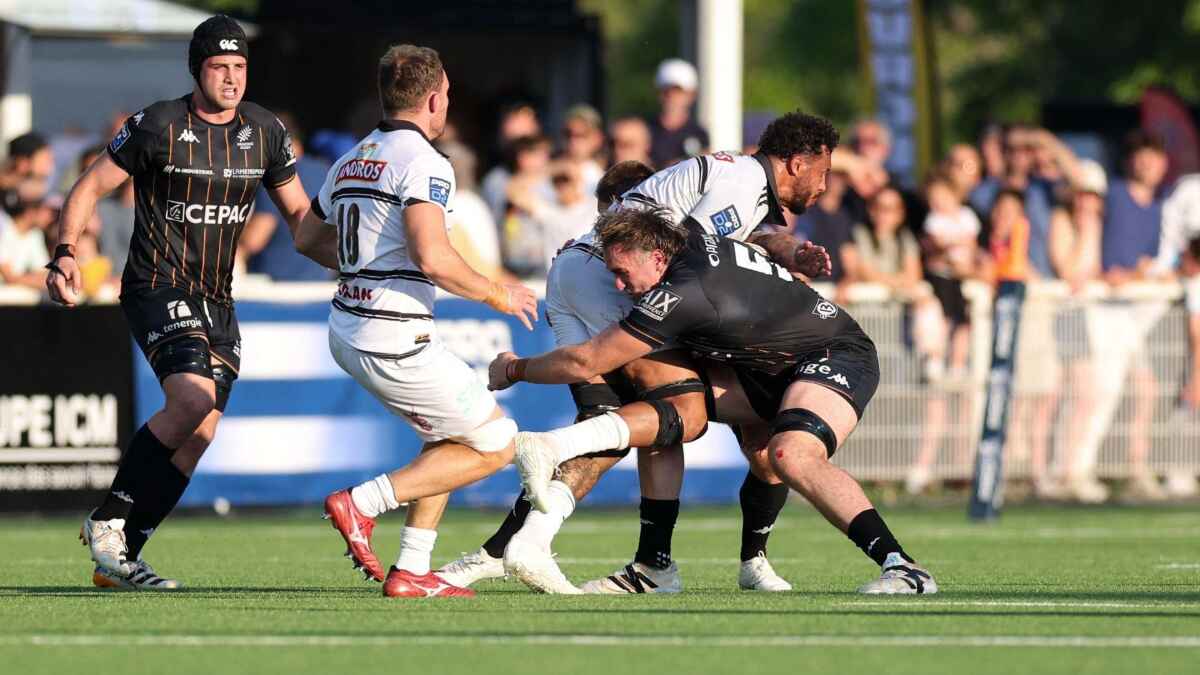Courtney Lawes in action for Brive against Provence in last weekend’s play-off final