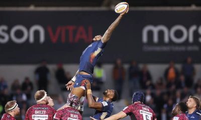 Courtney Lawes wins lineout ball for Sale Sharks