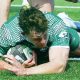 Ealing Trailfinders’ Geordie Gwynn scores despite the attention of Bedford Blues’ George Worth