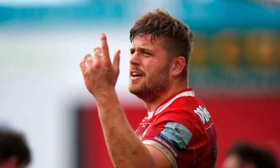 Ed Slater in action during the Gallagher Premiership Rugby match between Gloucester and Leicester Tigers