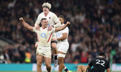 Ben Earl and Henry Pollock celebrate