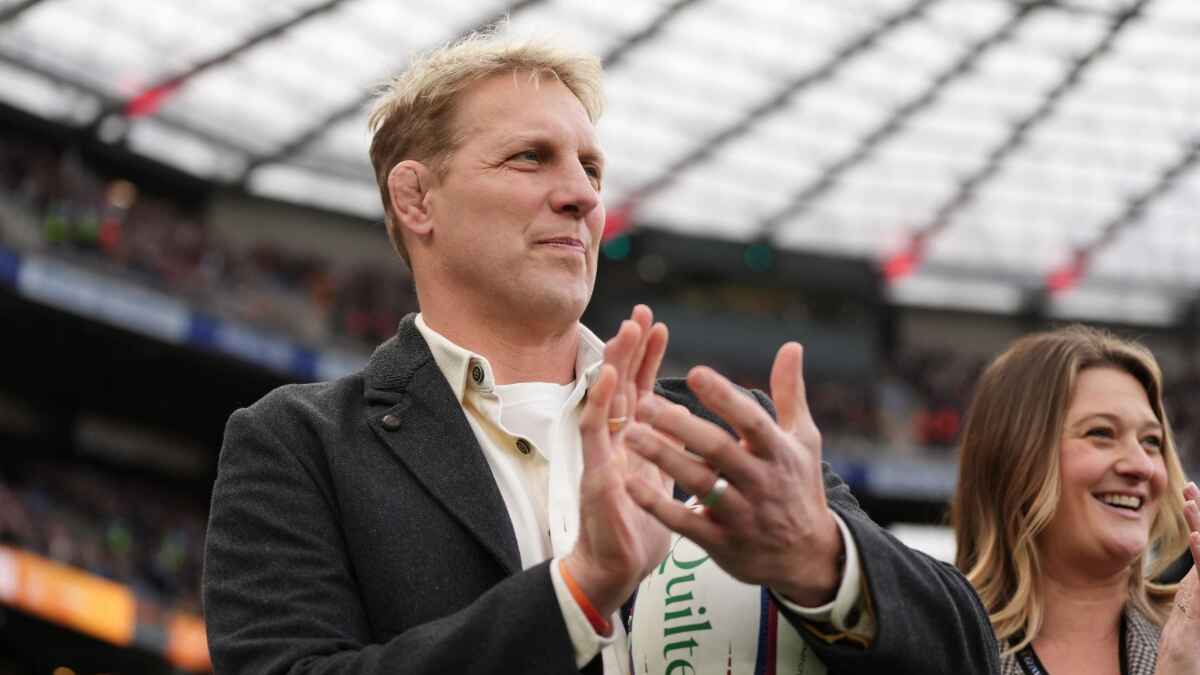 Former England captain Lewis Moody before he presents the match ball at the Allianz Stadium