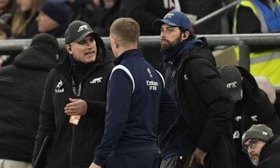 Argentina head coach Felipe Contepomi arguing with officials on the sideline