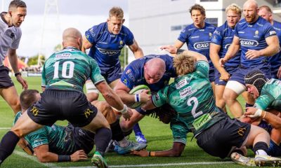 Fraser Balmain goes over for Worcester Warriors