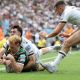 Northampton Saints’ George Hendy dives over for his second try of the match