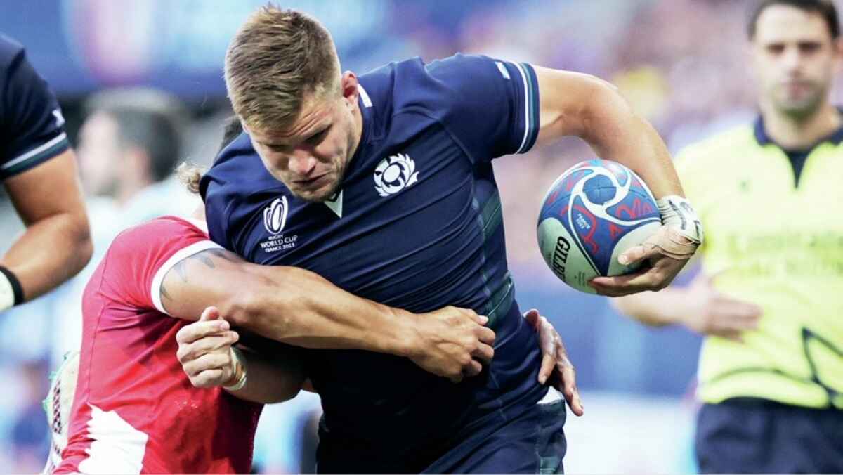 George Turner playing against Tonga for Scotland at RWC23
