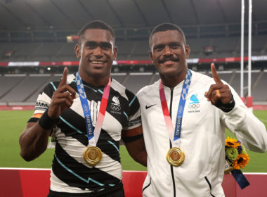 Fiji Sevens duo Aminiasi Tuimaba and Jiuta Wainiqolo