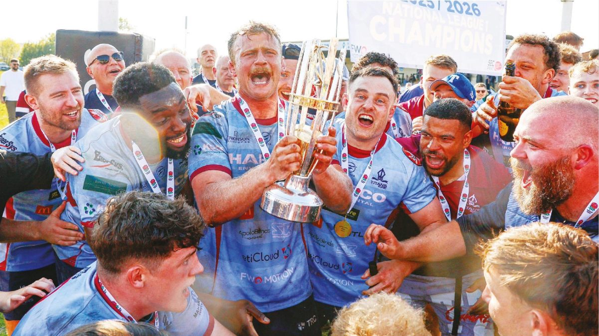 Harry Newborn lifts the trophy for Rotherham Titans