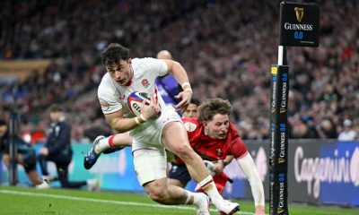 Henry Arundell breaks free to score England’s opening try against Wales