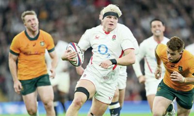 Henry Pollock breaks through for the second England try