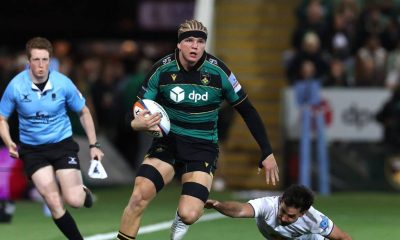 Northampton Saints’ Henry Pollock sporting his new hair style in Friday night’s game against Newcastle Red Bulls.