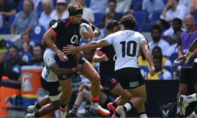 Henry Slade in action against Fiji for England