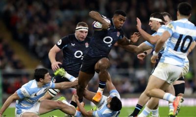 Immanuel Feyi-Waboso on the attack for England against Argentina last autumn.