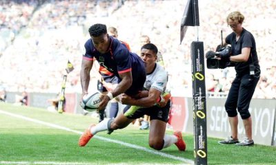 England’s Immanuel Feyi-Waboso in action against Fiji.