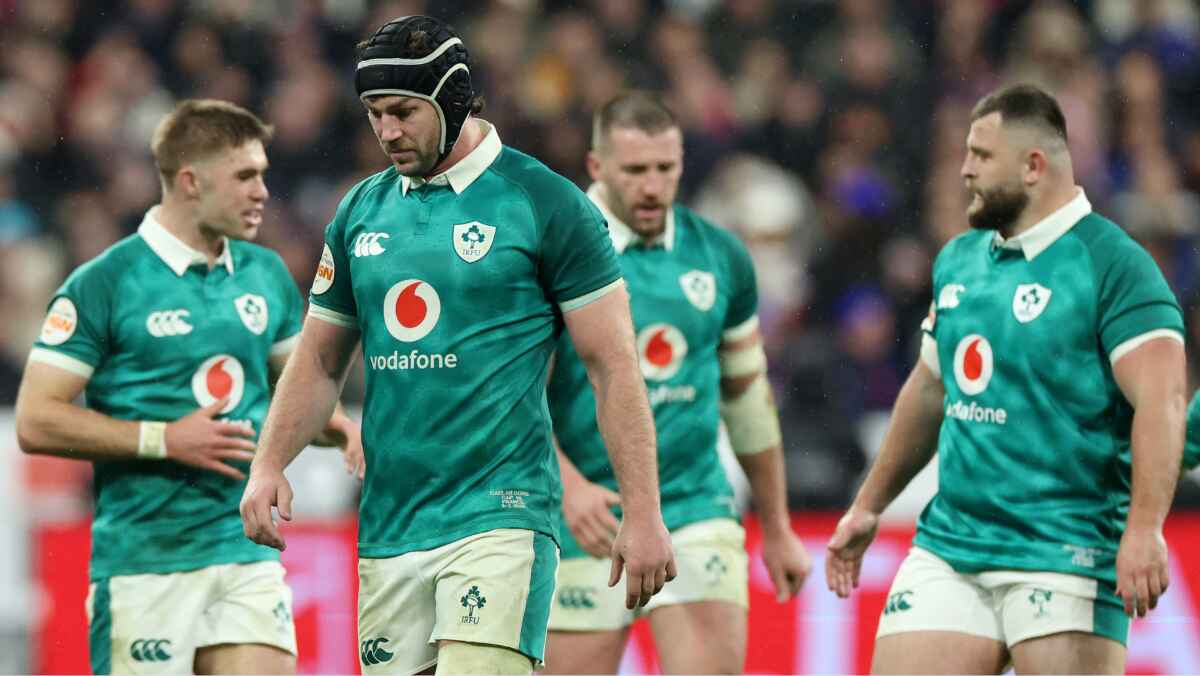 Ireland look dejected after their 36-14 Six Nations opening loss to France.