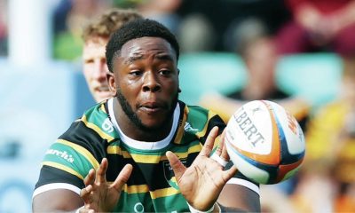 Manny Iyogun on the front foot for Northampton Saints