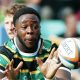 Manny Iyogun on the front foot for Northampton Saints