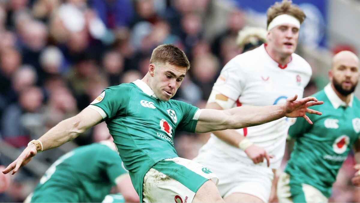 Jack Crowley in action for Ireland against England
