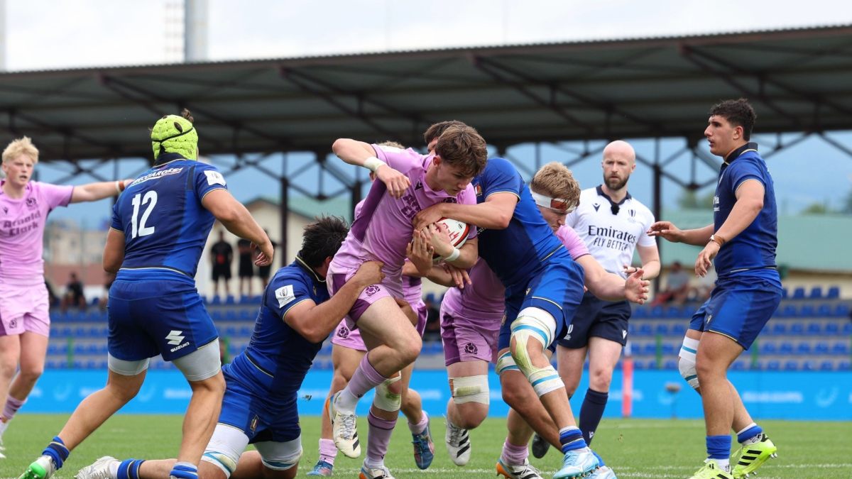 Jake Dalziel on the attack for Scotland