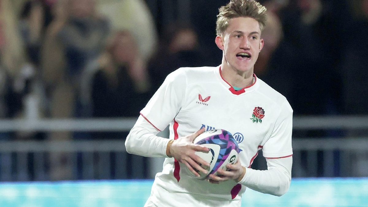 James Pater runs in to score for England