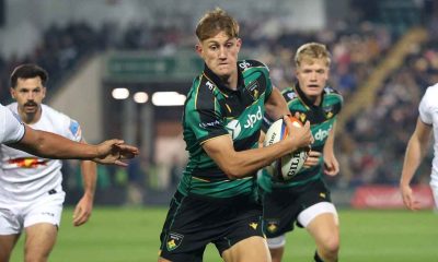 Northampton Saints full-back James Pater goes in for his first try against Newcastle Red Bulls