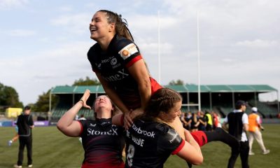 Jess Breach celebrates the win for Saracens