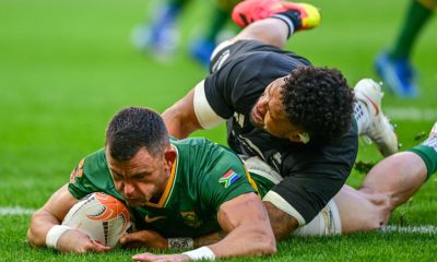 Jesse Kriel of South Africa goes over