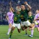 Jesse Kriel dives over to score South Africa’s final try