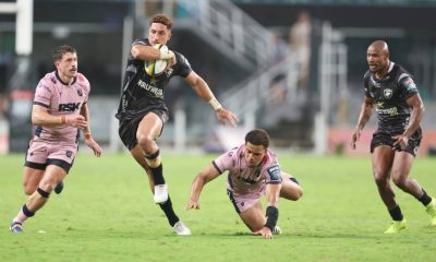 Jordan Hendrikse on the attack for Durban Sharks