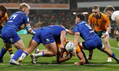 Josh Canham scores Australia’s first try