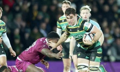 Northampton Saints back rower Josh Kemeny on the attack