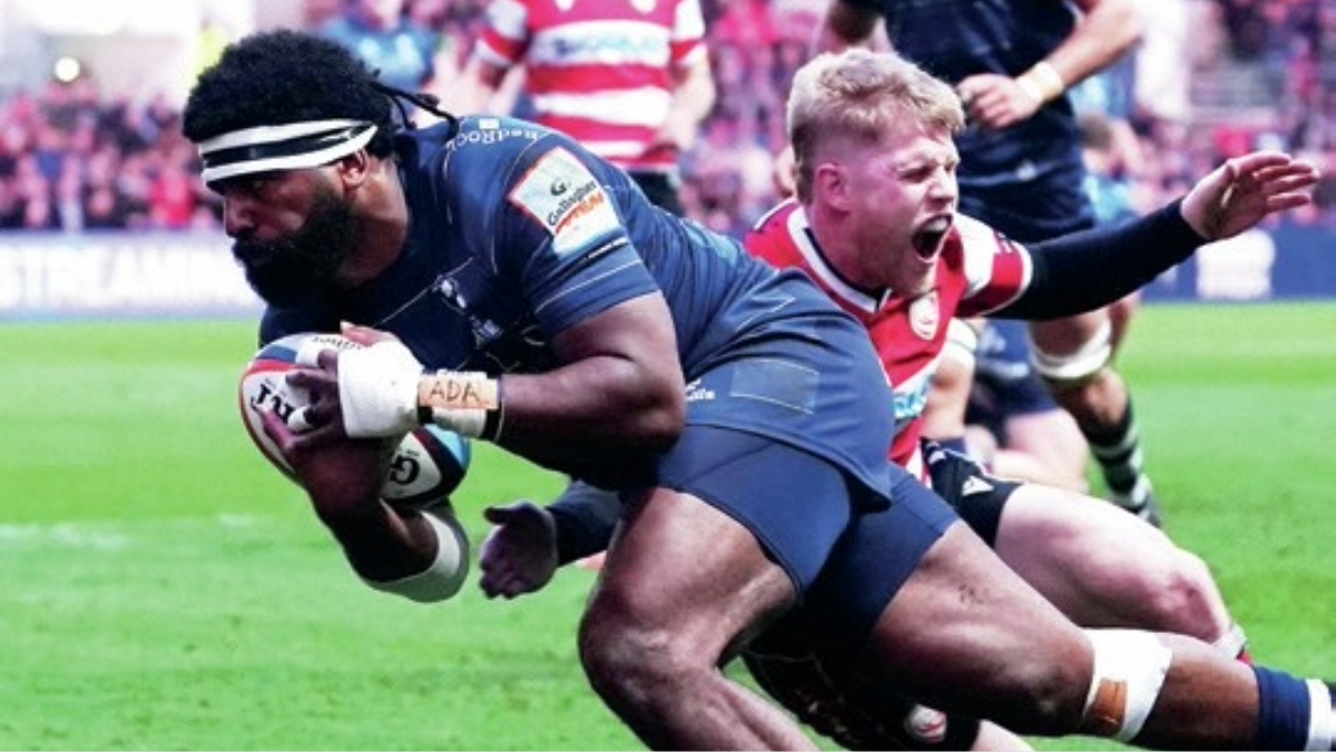 Kalaveti Ravouvou scoring in Bristol Bears’ seven-try win against strugglers Gloucester