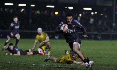 Keelan Giles scoring at the death for Ospreys against Dragons last weekend